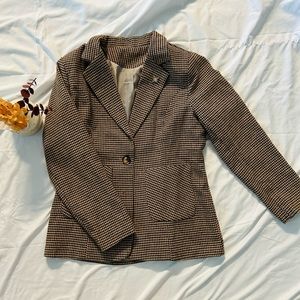 Brown Houndstooth Blazer with pockets